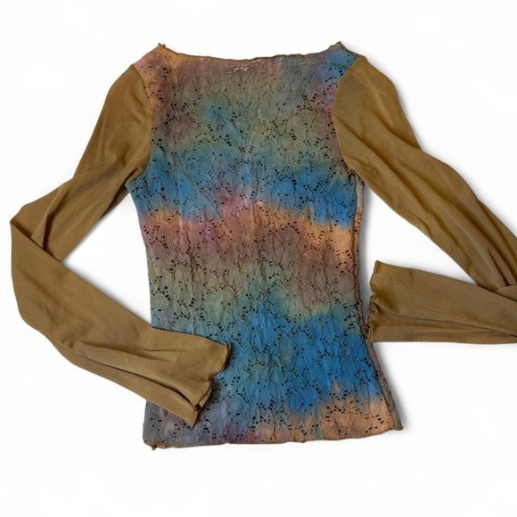 Y2K Grunge Lace Top — Brown + Blue Mesh NWOT 2000s Dark Fairycore - Picture 5 of 5
